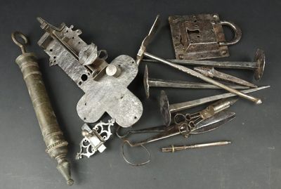 a lot of tools that are laying out on the table