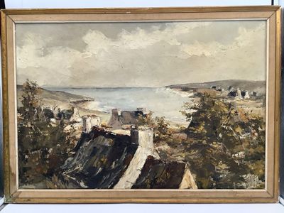 une image représentant un tableau représentant une vue sur une plage et la mer