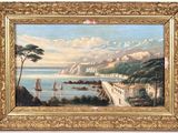une image représentant un tableau représentant une vue d'une baie et d'un pont