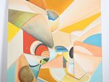 a painting on the wall of a room with a painting on it
