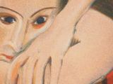 a painting of a woman with her arm on her chest