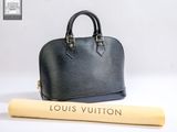 Sac à main Louis Vuitton en cuir noir avec poignée en bois
