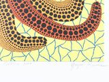 a picture of a drawing of a snake on a yellow background