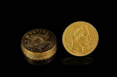 FRANCE - NAPOLÉON III. Réunion de cinq pièces de 20 francs o…