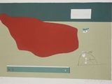 a picture of a painting with a red flag on it
