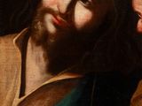 an image of a painting of a man with a beard and a man with a cross