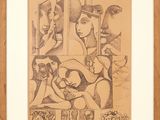 une image représentant un dessin d'un homme et d'une femme devant un miroir