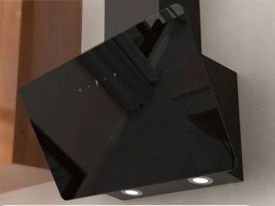 an image of a black stove hood mounted on a wall