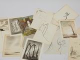 a lot of pictures of animals and trees on the table