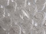 a lot of empty wine glasses on the table