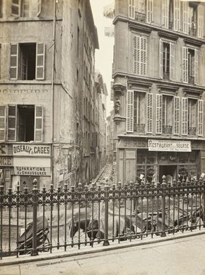 a black and white photo of a horse and carriage on a city street