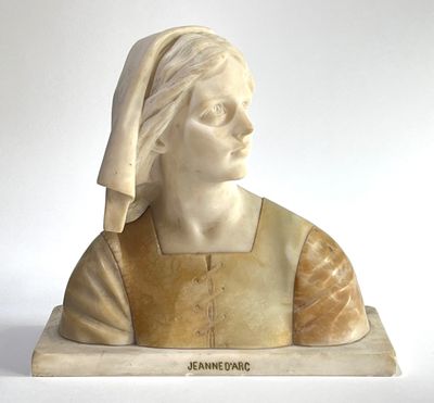 Giuseppe BESSI (1857-1922). Buste de jeanne d'Arc en marbre et albâtre