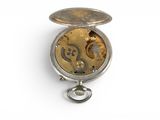 an image of a silver pocket watch with a gold dial