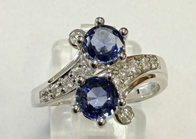 Bague Toi et Moi en or blanc 750°/.