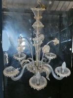 Lustre en verre de Venise à décor doré à 5 bras de lumières …