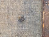 an old book with a bug on it sitting on the floor