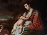 an image of a painting of a woman holding a baby in her lap