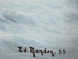 an image of a painting of a person on a surfboard in the ocean