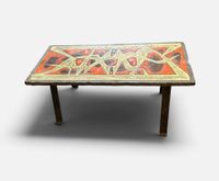 Table basse à piètement en fer forgé et plateau de forme rec… (photo 3)