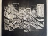 dessin d'une image en noir et blanc représentant une montagne sur fond de ciel