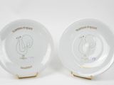 une paire d'assiettes en porcelaine ornées de coqs peints à la main