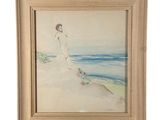 tableau représentant une femme sur la plage, au bord de l'océan