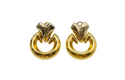 an image of a pair of gold earrings on a white background