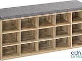 banquette de rangement en bois avec coussin gris