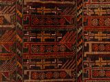a close up of a rug with many different designs