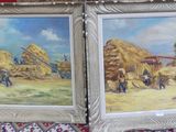painting of a couple of pictures of a man and a woman working on a farm