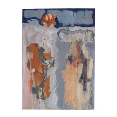 peinture abstraite représentant un homme et une femme debout devant un mur