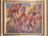 an image of a painting of a group of people on a beach