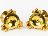 pair of gold plated cufflinks with flowers and leaves