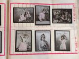 an open book with pictures of women in dresses and hats on it