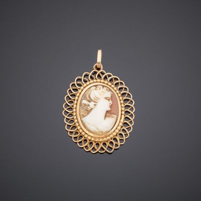 an antique cameo cameo of a woman in profile