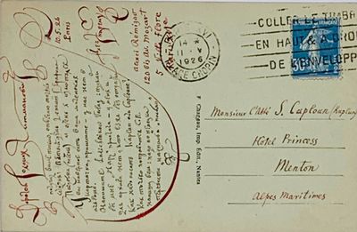an old postcard with a picture of a plane on it