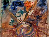 an image of a painting on a wall with a lot of writing on it
