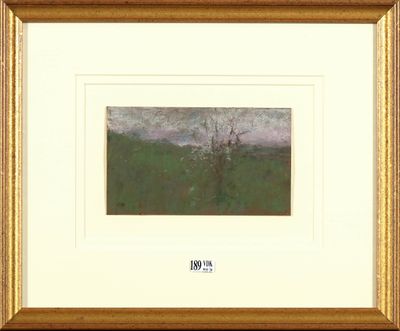 Pastel sur papier marouflé sur carton "Paysage".
