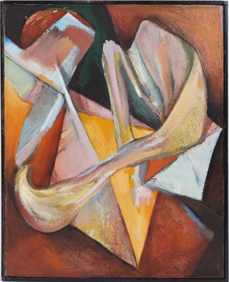 tableau représentant une nature morte avec un couteau, une fourchette et une serviette