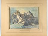 a painting of a group of people sitting on top of a bed