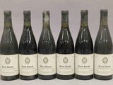 six bouteilles de vin sont alignées sur une table