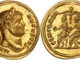 a gold coin with an image of a man and a woman on it