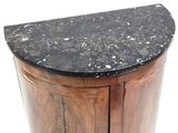 a marble top on a wooden cabinet with a marble top