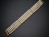 a cultured pearl and gold bracelet, by business