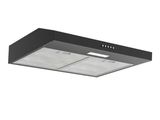 une photo d'une hotte de cuisine noire équipée d'une lampe