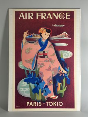 une affiche d'Air France représentant une femme en kimono kimono kimono kimono kimono kimono kimono kimono kimono kimono kimono kim