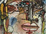an image of a painting of a woman with a dragonfly on her head