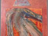 une image représentant un tableau d'un oiseau avec un triangle en arrière-plan