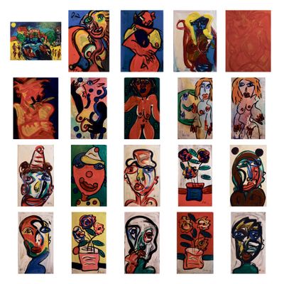 une image représentant un collage de tableaux représentant des personnes aux visages variés