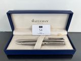 a pair of waterman fountain pens in a blue box